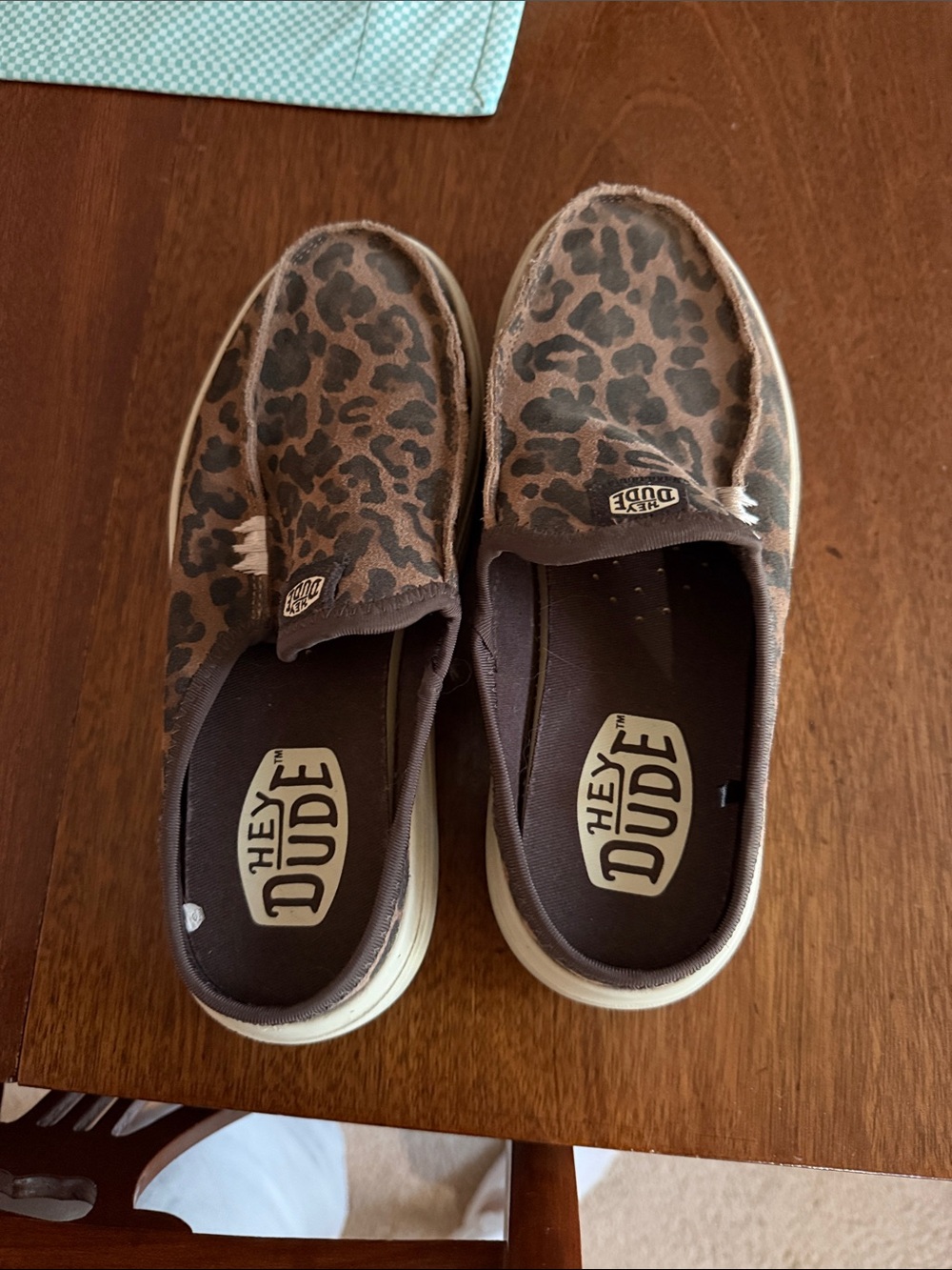 Hey Dude Leopard-Print Slip-Ons in Brown and Cream